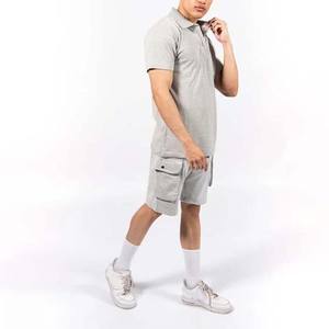 ชุดกีฬาฤดูร้อนใหม่สำหรับผู้ชาย เสื้อโปโลแขนสั้นและกางเกงขาสั้น ชุดสองชิ้น ชุดคู่ ยูนิเซ็กซ์ ผ้าฝ้าย ชุดลำลอง กางเกงขาสั้นถัก - Product Image 4