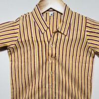 Kemeja Kasual Anak Laki-Laki Premium Berbahan Katun Bermotif Garis-Garis Dengan Kerah |   Kemeja Lengan Pendek Kancing Depan untuk Musim Panas