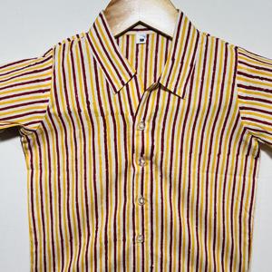 Camisa Casual de Algodón Estampada a Rayas para Niños con Cuello |   Camisa de Verano de Manga Corta con Botones - Product Image 3