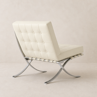 Fauteuil lounge capitonné ivoire personnalisé, fauteuil d'appoint moderne pour salon avec structure métallique pour hôtel et villa