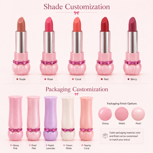 Lápiz Labial Color Rosa Pastel de Marca Privada con Diseño de Lazo y Logotipo Personalizado, Bálsamo Labial Hidratante, Resistente al Agua y de Larga Duración, OEM - Product Image 3
