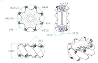 Rueda Mecanum de 3 pulgadas (izquierda) para robot STEM REV WCP FTC FRC