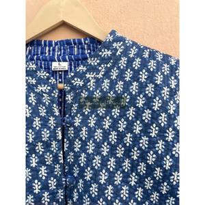 Unisex Cotton Quilting Reversible Jacket Hand <b>Stitched</b> Block Print Kantha <b>Coat</b> Floral Women's Sustainable Overcoat Flower - Product Image 2