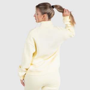 Alta calidad de algodón personalizado de fábrica de media cremallera de gran tamaño sudaderas con capucha de cuello falso con cremallera de las mujeres de talla grande de punto lavado OEM ODM - Product Image 2