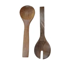 Natural Food Safe Cookware Spoons Set For Kitchen Dinning Decor Bamboo Salad Servers Cutlery Sate Eco-friendly Flatware