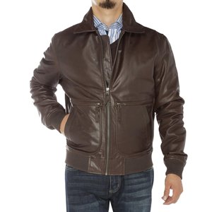 Veste en cuir marron à col en fourrure pour homme, Design de mode d'hiver, fabriqué par Wings trading, vente en gros - Product Image 1