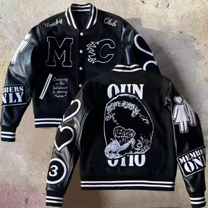 OEM Custom <b>Men's</b> Winter <b>Varsity</b> <b>Jacket</b> Waterproof Hooded Front Breathable Reversible Anti-UV College Baseball Letterman Stand - Product Image 1