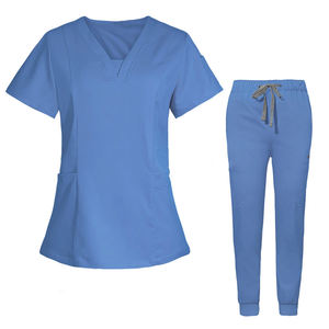 Conjuntos de Uniformes Médicos Unisex, Camiseta de Manga Corta con Cuello en V y Bolsillos, Uniforme Médico Personalizable de Alta Calidad - Product Image 4