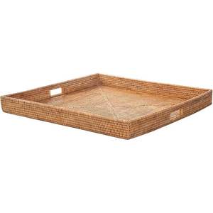 Kouboo La Jolla Bandeja de ratán marrón miel extra grande Elegante bandeja decorativa - Product Image 1