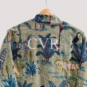 Bohemian Animal Print Full Sleeve Turn-down Collar <b>Coat</b> for <b>Women</b> Summer Casual Outerwear Plus Size Polyester Fabric - Product Image 3
