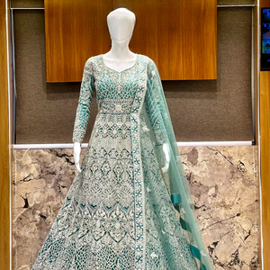 ชุดเดรสเจ้าสาวแบบเต็มตัวสไตล์ซาข่านประดับหินหรูหราผสมผสานกันอย่างสง่างามชุดแต่งกายสำหรับผู้ใหญ่ผ้าตาข่ายแบบอินเดีย - Product Image 1