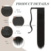 Extensions de Queue de Cheval Enveloppantes Longues et Lisses en Fibre Haute Température de 28 Pouces pour Femme - Vente en Gros