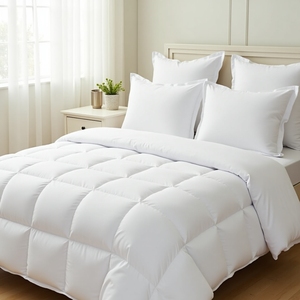 Edredón de algodón tejido 400sm a prueba de plumón suave transpirable e hipoalergénico estilo moderno teñido liso 200X225 cm lavable - Product Image 2