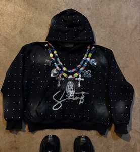 Vente en gros sweat à capuche homme surdimensionné personnalisé délavé à l'acide vêtements de rue délavés au soleil broderie 3D 100% coton sérigraphie DTF - Product Image 4