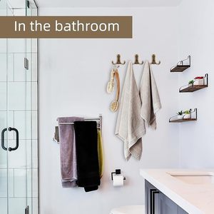 Heavy-Duty Double Prong Coat <b>Rack</b> Wood Scarf Hooks <b>Rails</b> Home Organisation Wall Mounted Living Room Bathroom Kitchen Door Use - Product Image 5