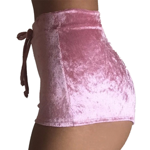 Short de pyjama en velours taille haute pour femmes respirant velours PJ ensemble fermeture à cordon Style Hip Hop Shorts chauds - Product Image 4