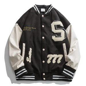 Venta al por mayor de chaquetas universitarias de béisbol de manga larga para la universidad logotipo personalizado últimos diseños con cuello alto manga de cuero al aire libre - Product Image 6