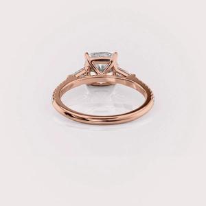 Anillo de Compromiso con Diamante Cultivado en Laboratorio, Corte Cojín, Certificación IGI, Estilo Lujoso, Chapado en Rodio, Oro Blanco/Rosa/Amarillo de 14K, Banda Pavé - Product Image 4