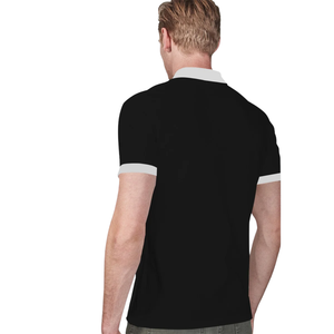Polo noir et blanc pour homme, coupe ajustée élégante, décontracté, confortable, respirant, en coton, mode estivale - Product Image 3