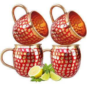 High Grade Gold Plated Prime Quality Metal Made Unique Fancy Red Color Designer Set Of 4 Wedding Table Centerpiece Mugs Supplies - Product Image 1