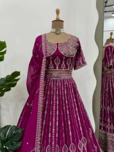 Designer Exclusif Beau Lourd Jaipuri Imprimé Foux Gorgette Tissu Moderne Réversible Toutes Les Saisons Lehenga Choli Indien - Product Image 4