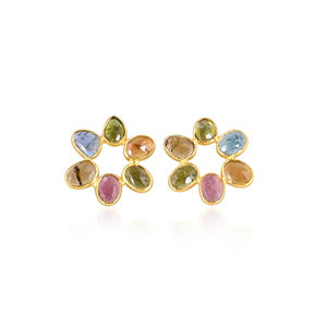 Pendientes Elegantes con Múltiples Gemas de Turmalina, Plata de Ley 925, Hermosos Pendientes Hechos a Mano para Mujer, Regalo para Ella - Product Image 1