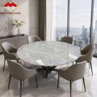 Table à manger et table d'appoint en marbre blanc de l'ère glaciaire, design moderne pour hôtel et cuisine, pierre naturelle