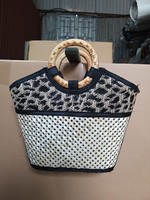 Günstige Umweltfreundliche Langlebige Damen Casual Tragetasche Bambus-Handtasche mit Federn Natürlicher Griff Stickerei Offener Verschluss Großhandel