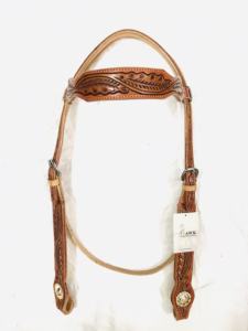Directo de fábrica personalizado hecho a mano cuero genuino occidental Headstall venta al por mayor equipo de equitación con tallado - Product Image 4