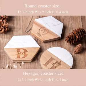 ชุดถาดรองแก้วไม้แกะสลักแผ่นรองแก้วทำจากไม้พร้อมโลโก้ตามสั่งสำหรับเป็นของขวัญขององค์กรกิจกรรมส่งเสริมการขายและที่รองแก้วหิน - Product Image 5