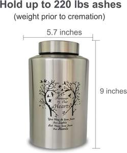 Urnas grandes de 220 libras para cenizas femeninas masculinas adultas, urna de cremación decorativa para cenizas humanas, árbol del amor, plata, tamaño personalizado - Product Image 3