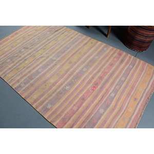 พรมขนแกะสีน้ำตาลแบบดั้งเดิม7.7ft 4.7 x งานเย็บแบบตุรกีโบราณทำด้วยมือพรมหลังสำหรับวัยรุ่นพรมข้างเตียง - Product Image 4