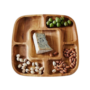 Plateau de service en bois pour fruits secs, forme carrée, qualité supérieure, pour dattes et autres en-cas, pour restaurant et usage domestique - Product Image 1