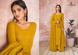 นำเสนอคอลเลกชันชุดสูท Salwar ใหม่ที่มีสีสวยผ้า Gorgette หนักงานปักที่สวยงามสีใหม่ Kurti - Product Image 3