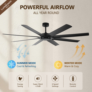 72 Inch <b>Large</b> Industrial Ceiling <b>Fan</b> No Light with Remote, Quiet DC Motor for Patio Living Room - Product Image 2