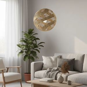 Lampe suspendue moderne en bambou pour salon, légère et durable, 100% faite à la main pour une utilisation intérieure et extérieure - Product Image 3