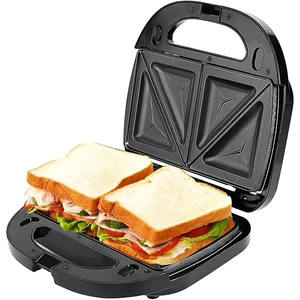 Machine à sandwichs et gaufres électrique 2-en-1 700W avec thermostat réglable, fonction maintien au chaud, plaques triangulaires antiadhésives en plastique - Product Image 1