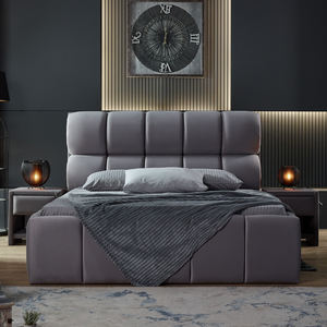 Mobilier moderne de luxe pour chambre d'hôtel double King Size Lit commercial cinq étoiles en bois Design en bois massif - Product Image 5