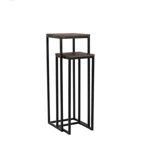 Mesa auxiliar de diseño antiguo minimalista moderna, soporte de Metal hecho a mano, parte superior de madera para café en casa, muebles de sala de estar de alta calidad - Product Image 2