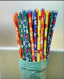 Mango de escoba de madera de eucalipto con revestimiento estampado floral-Duradero y decorativo - Product Image 3