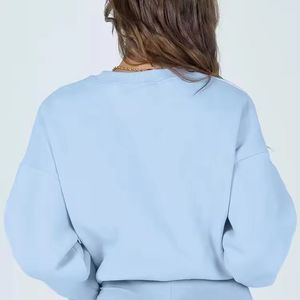 Haute qualité polaire coton surdimensionné pull col rond sweat femmes logo personnalisé broderie graphique sweats à capuche femmes Streetwear - Product Image 3