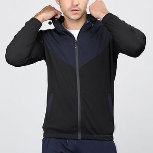 Nuevo estilo logotipo personalizado hombres deportes de invierno Color bloqueado a prueba de viento al aire libre correr con capucha chándales rompevientos para hombres - Product Image 5