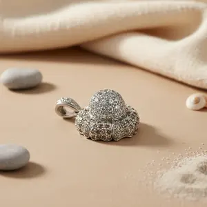 Collier pendentif fleur en argent tendance plaqué rhodium pour femmes avec zircone cubique - Product Image 2