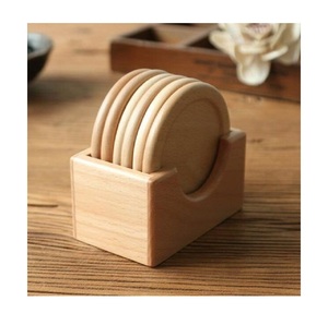 Ensemble de dessous-de-verre en bois d'acacia avec support, design en bois naturel, exportateur en gros dans le monde entier - Product Image 1