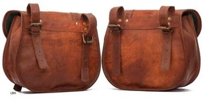 Alforjas de sillín de bicicleta de cuero genuino marrón personalizables Bolsas de viaje de lona vintage Características deportivas personalizadas para viajes de dulces - Product Image 2