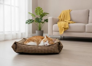Lit pour animaux de compagnie convertible de qualité supérieure Amistar, pour chats et chiens de petite race, fabriqué en tissu Oxford durable, motif à carreaux - Product Image 3