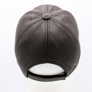 Gorras de béisbol de cuero genuino marrón chocolate para hombres con bordado 3D atemporal ajuste ajustable y estilo elegante al aire libre - Product Image 5