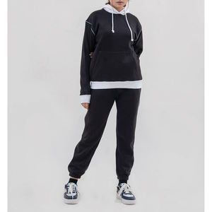 Conjunto de chándal de lana de gran tamaño esencial para mujer, Sudadera con capucha y pantalones de chándal, conjunto de chándal de 2 piezas para mujer - Product Image 1