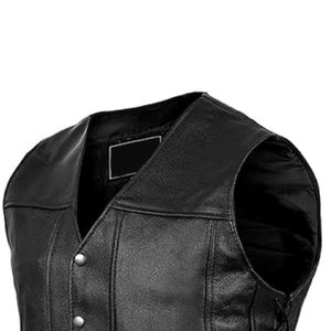 Chaleco de cuero sin mangas de moda de talla grande para hombre, Chaleco de cuero de moto para hombre, chaleco de cuero de vaca - Product Image 5