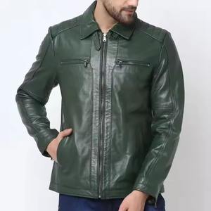 Chaqueta de cuero de talla grande al por mayor, chaqueta de cuero para uso en exteriores, chaqueta de cuero para hombre con cuello vuelto - Product Image 4